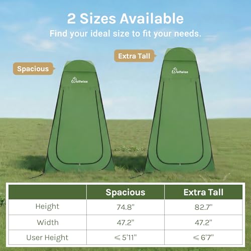 Image of WolfWise PRO Pop Up Shower Tent with Silver Coated, Floor and Rain Fly | Portable Changing Tent with Window & Carry Bag for Camping, Outdoor Privacy Toilet Bathroom with UV Protection, 75 inch /79 inch /83 inchH