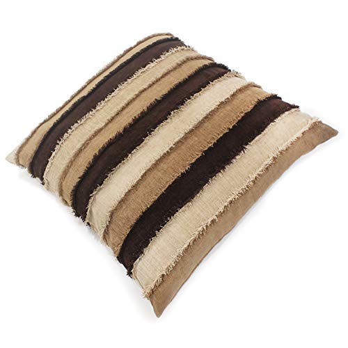 Image of Encasa XO Chenille Cushion Covers (Pack of 2) with Patchwork 45x45 cm - Mix & Match Pillow Covers in Bright Colours for Living Room, Sofa, Bedroom - Brown