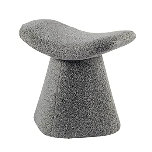 Taburete bajo de alta calidad – Taburete creativo suave y cómodo para sala de estar, dormitorio y cocina, 51 x 33 x 49 cm, muebles tapizados en color gris