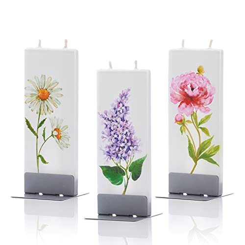 Flatyz Handcrafted Candle With Steel Base - Flower Candle Mothers Day Gift - Spring Candles For Women – Floral Candle Bundle Gifts – Dripless Candles Aesthetic - Unscented Candles Bulk - Gift For Mom #TOP8
