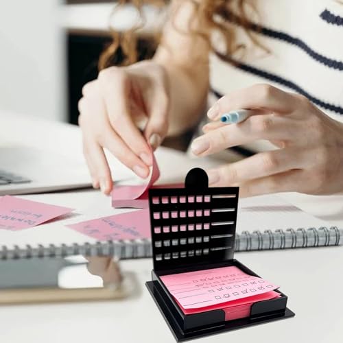 Domezen デスク用付箋ホルダー - 文房具付箋ホルダー,ポータブル 繰り返し使える ステンシル付き バインダー デスクプランニング 職場 整理 紙 教師 学校 整理整頓用品