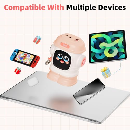 Image of Divoom Dipow 65W USB-C Charger 3-Port Fast GaN Charger with DIY Pixel Display Foldable Compact Wall Block Power Adapter for iPhone 17 /16 MacBook iPad Galaxy S23 /S24 Switch (with 100w Cable) (Pink)