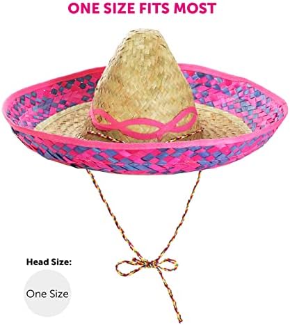 PONCHO + SOMBRERO MESSICO MULTICOLORE PERFETTO PER QUALSIASI ADULTO FESTA FESTA PER UOMO O DONNA - ROSSO SOMBRERO