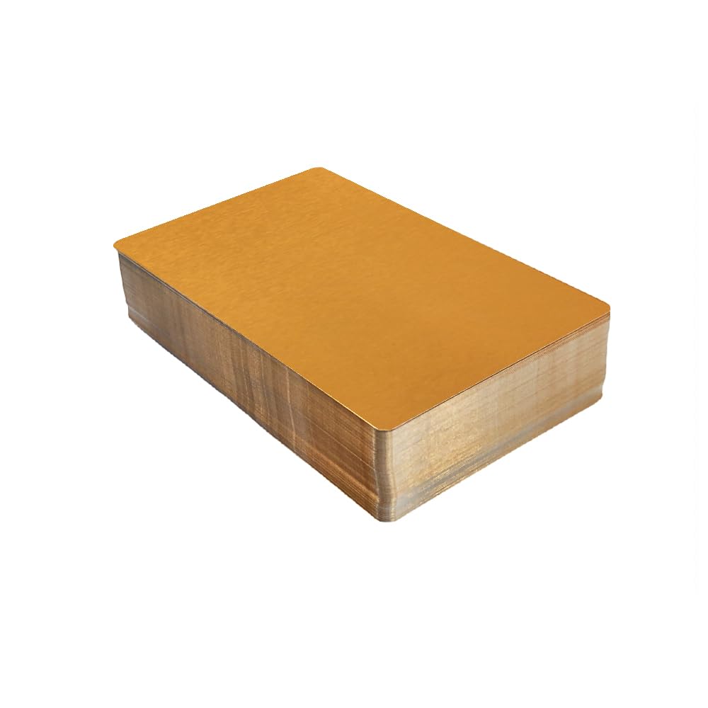 skycabin 100Pcs Yellow Blank Business Card Metal Name Card Laser Engraved Business Card 0.21mm Thick DIY Note Cards for Custom Customer Office Home Learning,Playing,Greeting, 85X54mm
