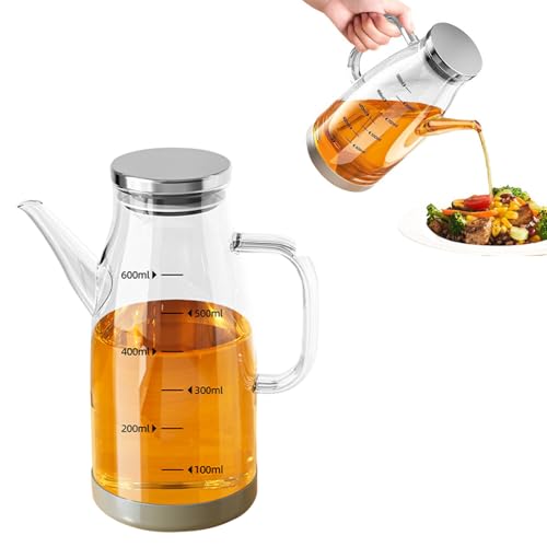 Oil Dispenser Bottle with Drip Free Spout, 2025 New Oil Dispenser Bottle, 34OZ Glass Olive Oil Dispenser Bottle for Kitchen Gadgets (White, 600ml)