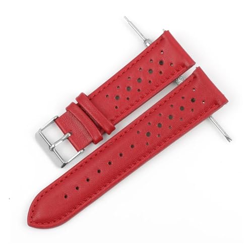 Correa de reloj de cuero genuino marron de 20mm elegante con hebilla de acero
