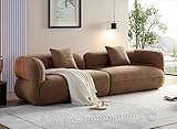HAMORESPACE 110''Modern Curved Sectional Sofa, Bread Shape Design,Upholstery Boucle Sofa Couch with Pillows,Luxury Sofa Couch for Living Room (Camel)