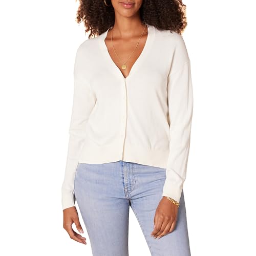 Amazon Essentials Women's V-Neck Lightweight Cropped Relaxed-Fit Cardigan Sweater