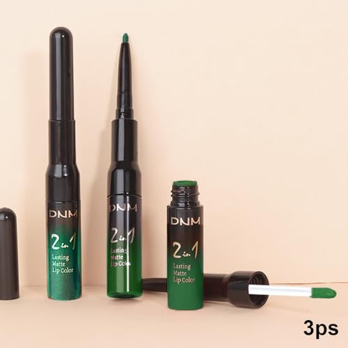 Image of evpct 3Pcs Green Matte Shimmer Lip Liner & Liquid Lipsticks Stain Makeup Set for Women, Green Lip Liner Stain Long Lasting Waterproof Smudge Proof, Cruelty Free Lip Sticks Makeup 24 hours originales