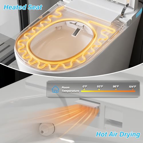 Image of TOTTE Smart Toilet with Bidet Built-in, Auto Open /Close Lid, Auto Power 1000g MaP Flush, 1.28 GPF, One Piece Elongated Toilet with Instant Warm Water & Warm Air Dryer, Built-in Aroma