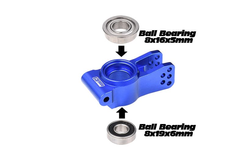 Aluminum 7075 Alloy Rear Hubs (Larger Inner Bearings) for LOSI 1:6 8IGHT-X Super Lasernut Buggy-LOS04019 / 1:8 8IGHT-XE 4WD Buggy-LOS04018 / 1:8 8IGHT-XTE 4WD Truggy-LOS04020 Upgrades - Red