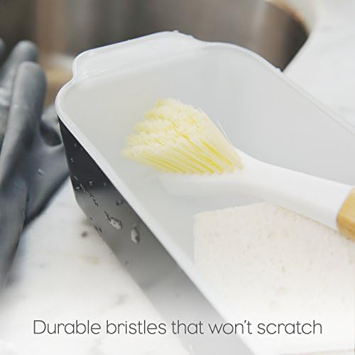 Full Circle Laidback Dish Brush, Bamboo, White, 10.82 x 1.96 x 2.16 cm
