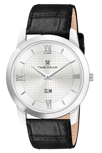 Image of TIMEWEAR Analog Slim Two Hands Leather Strap Watch for Men