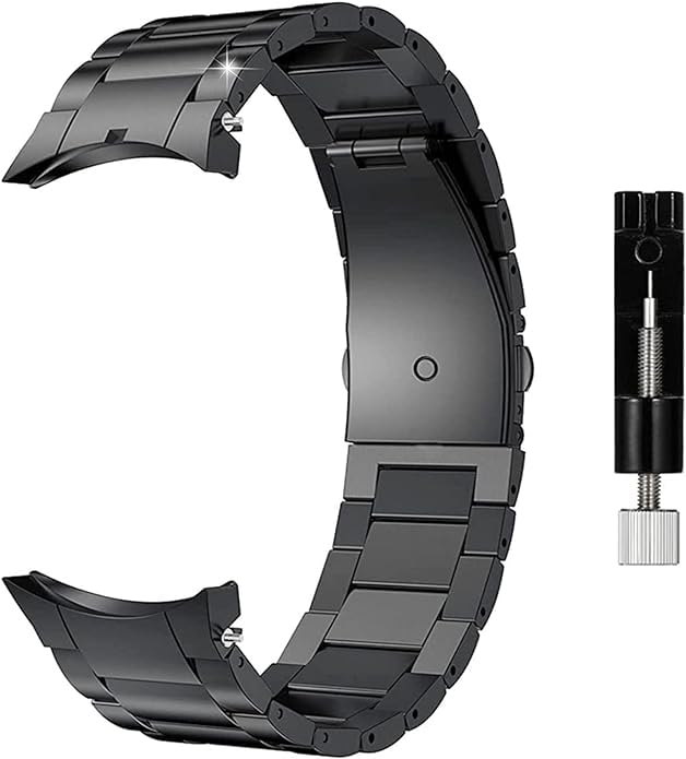 Meyaar No Gaps Band Compatible with Samsung Galaxy Watch 7/6/5/4 40mm 44mm, FE 40mm, Galaxy Watch 6/4 Classic 47mm 43mm/42mm 46mm, Watch 5 Pro 45mm, 20mm Stainless Steel Metal Bands Replacement Bracelet Strap (Black Steel Strap + Adjustable Tool) (B0CN1PLMMK) Amazon Price History, Amazon Price Tracker