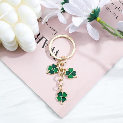 Four Leaf Clover Keychain Good Luck Keyring St. Patrick's Day Gift Irish Party Supplies Fortune Shamrock Charms Inspirational Gifts for Women Men Birthday Christmas - Image 3
