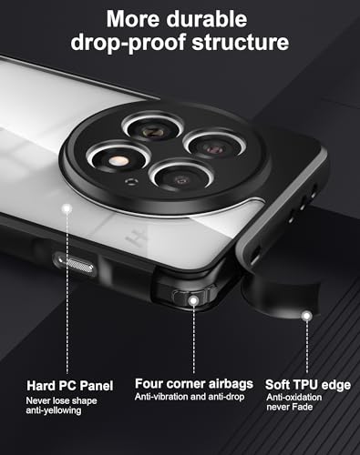 Image of Foluu Clear Case for OnePlus 13, Hard PC Back & Soft TPU Bumper [Not Yellowing] Shockproof Protective Phone Case Slim Fit Thin Cover for OnePlus 13 5G 2025 (Black+Clear)