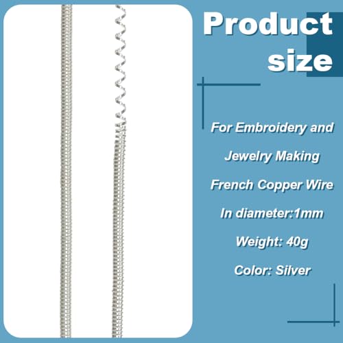 BENECREAT 40 Gram French Metal Wire, 1mm/18 Guage Embroidery Material Wire - Image 2