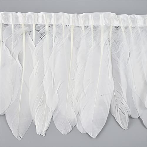 10 Metri Piume D'Oca Trim Accessori Artigianali Piume di Cigno Bianco Frange Ribbon Carnival Plumas Dress Decoration