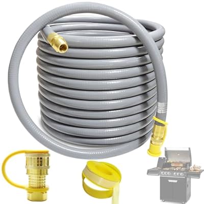 Upgrade 50FT 3/4in Id Natural Gas Hose, Propane To Natural Gas Conversion Kit, 3/4in Id Natural Gas Hose With Quick Connection Fittings For Ng/Lp Propane Appliances, For Barbecue Grills, Patio Heaters