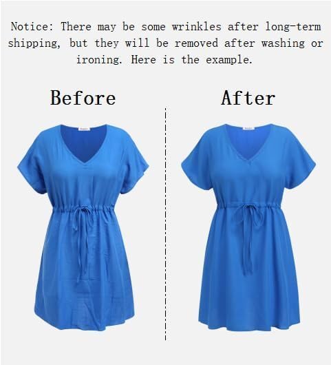 Image of Ekouaer Womens Swimsuit Coverup Short Sleeve Beach Cover Up Dress V Neck Bikini Beachwear