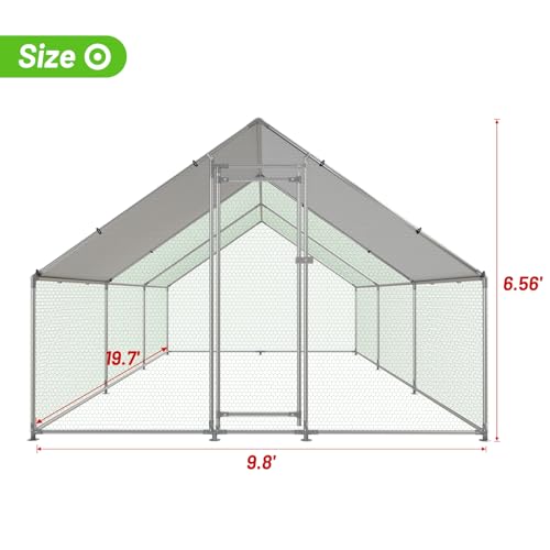 NUGRIART Large Metal Chicken Coop Walk-in Poultry Cage with Water-Resident and Anti-UV Cover Duck Rabbit Cat House Outdoor Chicken Run Pen with Spire Shaped Cage