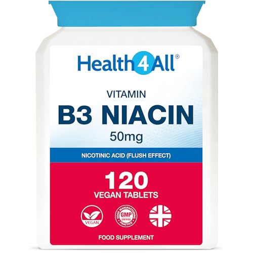 Vitamin B3 Niacin as Nicotinic Acid 50mg 120 Tablets Flush Effect