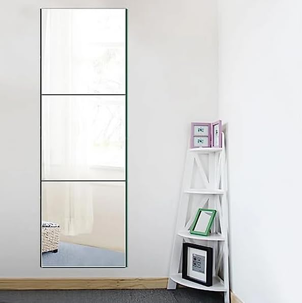 Full Length Mirror, 12 x 36 Inch, 3 Tiles of 12 x 12 inch, Floor Standing Vertical Mirror for Home, Bedroom, Living Room-image-16