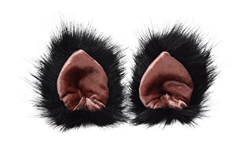 KritterKlips Handmade Fun Animal Ears For Dress Up (Black Mauve Velvet Cat)