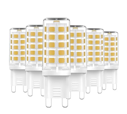 Lit-Up G9 LED Bulbs Warm White 4W Non Dimmable G9 Halogen Bulb Equaivalent to 40W 2700k 420LM, 240V Flicker Free Energy-Saving g9 LED Bulb for Home, Office & Decorative Lighting – 6 Pack.