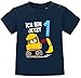 MoonWorks® Baby T-Shirt erster | zweiter Geburtstag Bär Bagger Bauarbeiter Baggerfahrer Geburtstagsshirt Kurzarm Bio-Baumwolle 1 Jahr dunkelblau 80/86 (10-15 Monate)