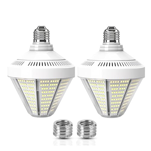 10500 Lumen LED Corn Cob Light Bulb, 70 watt, 700 watt Equivalent, 5000K Daylight Light, E26 E39 Mogul Base, Garage Lights Bulb, 100-277v Energy Saving LED Light for Indoor Outdoor 2 Pack by CA New Sunshine - Used condition - US$43.17