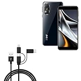 BoxWave Cable Compatible with Xgody X15 - AllCharge 3-in-1 Cable - Jet Black