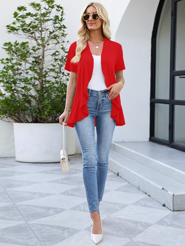 Image of Heymoments Women's Lightweight Open Front Knit Cardigans Short Sleeve Casual Soft Drape Summer Cardigan S-2XL