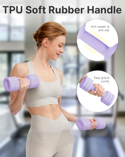 Image of YOTTOY Adjustable Dumbbell Set of 2, 4-in-1 Hand Weights for Women at Home, Compact Free Weights Dumbbells Set with Soft Grip and Base, 2-5 lbs Each for Home Gym