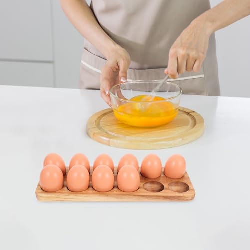 Huevera de madera rectangular con 12 cavidades para almacenamiento de huevos 4