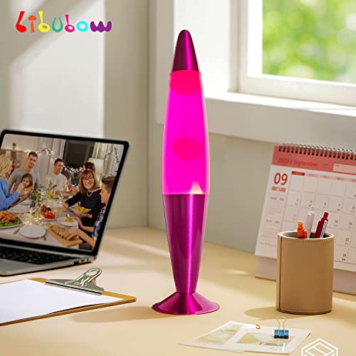 Image of 16 Inch Pink Magma Lamp, 2 Bulbs, White Wax Pink Liquid, Relaxing Nightlight Mood Lighting Home Decor Room Office Bedroom Lamp for Adults, Teens and Kids, Girls