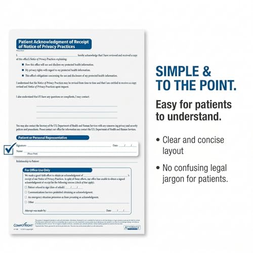 Aviso de privacidad HIPAA ComplyRight de 200 formularios para control de pacientes 3