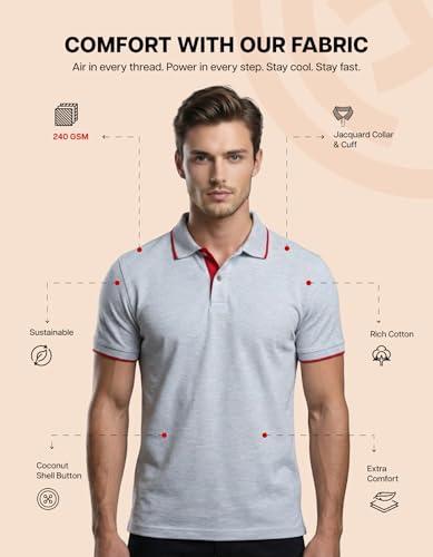 Image of Scott International Cotton Polo T Shirt | Collar Tshirts | Half Sleeves Plain T Shirt | T-Shirt |Tshirt for Men Stylish | Men's Tshirt