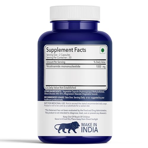 Image of NMN PRO+1000mg | 99.9% Pure Nmn for Anti Aging | Cellular Repair | Improves NAD+ Boost & Skin Health - 60 Capsules- Pack of 1