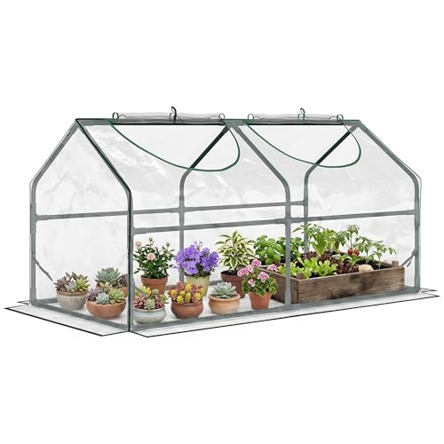 Outsunny Serre de Jardin, Mini Serre, 2 fenêtres zippées et enroulables, Couverture en Plastique,...