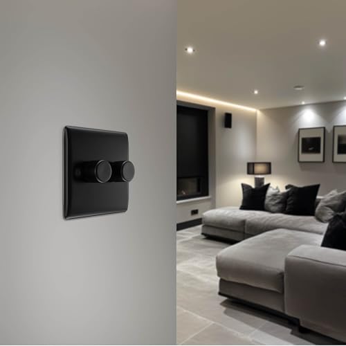 BG Electrical Intelligent Double Wall Dimmer Switch, 2 Way, Raised Profile, Round Edges, Nexus Metal, Matt Black, 200W, NFB82 - Image 6