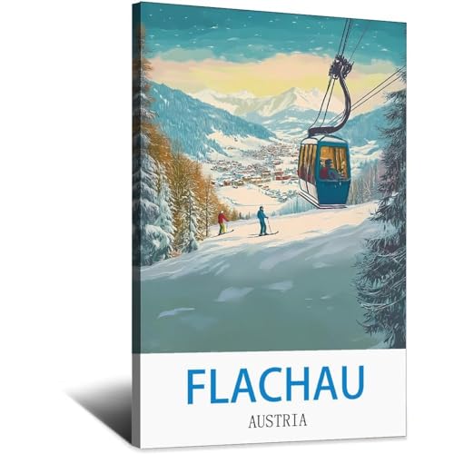 Flachau Austria affiche vintage salon décoration murale chalet de montagne