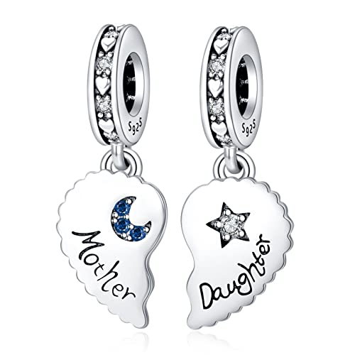 YUMINN Mamma e figlia Charm for 925 Sterling Silver for Bracciali e collane da donna Ciondolo pendente per Natale San Valentino Festa della mamma Regali di gioielli per ragazze
