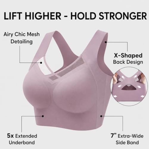 Posture Bra Pullover Full Coverage Bra Beige M - image 3