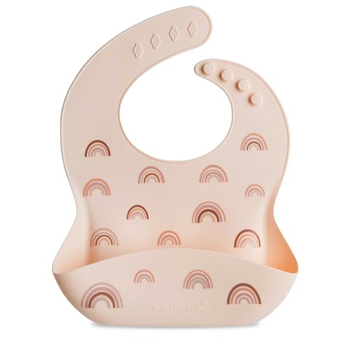 Loulou Lollipop Waterproof Silicone Feeding Bib for Babies & Toddlers, Catch-All Pouch, Easy Clean, 3–36 Months – Rainbow