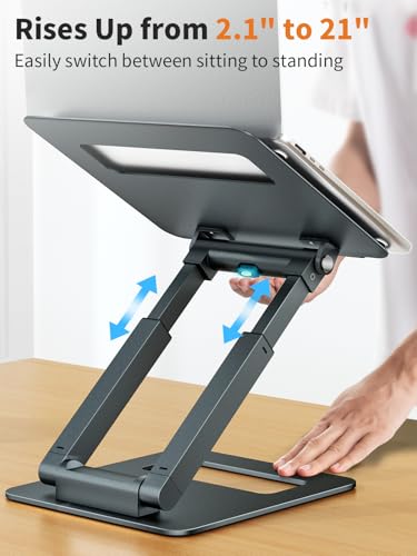 tounee Laptop Stand for Desk Adjustable Height, Telescopic Computer Stand with Pull Out Design Ergonomic Laptop Riser Fits All Laptops 10-17"-Gray - Image 4