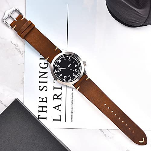 Eache Leather Watch Bands 22Mm For Men Vintage Watch Straps Brown For Women Crazy Horse Leather Replacement Watchband #TOP1