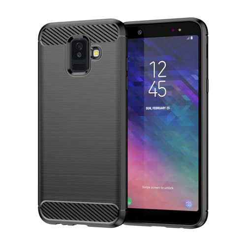 EUAGVQY Case for Samsung A6 2018 Galaxy A6 2018 Carbon Fiber Phone Case Soft TPU Anti-Slip Durable Lightweight Protective Phone Cover for Samsung Galaxy A6 2018,Black