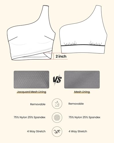 QUEENIEKE Womens One Shoulder Sports Tank Tops Built in Bra Yoga Vest Workout Cute Sleeveless Shirt Medium Support Tank 5