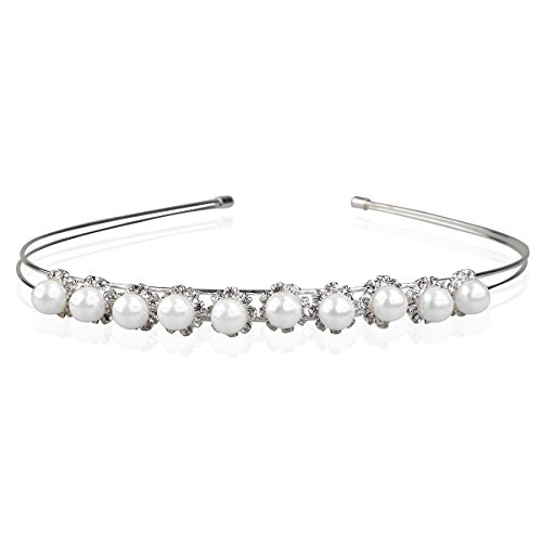 Preisvergleich Produktbild Pixnor Diadem / Haarreifen, für Frauen, Haarschmuck, mit Perlen und Glitzersteinen